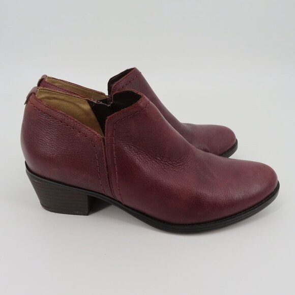 Naturalizer Women 7.5 W ZARIE Leather Ankle Boots Booties Purple Brown Zippers - Picture 8 of 14
